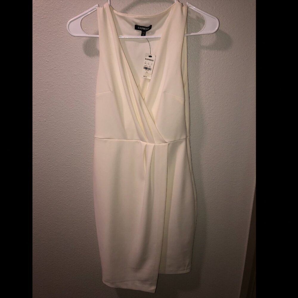 Express ivory v-neck bodycon with front wrap dress size XS